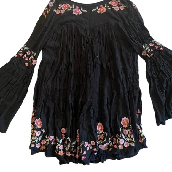 Free People Te Amo Black Floral Embroidered Mini Dress - Picture 3 of 8